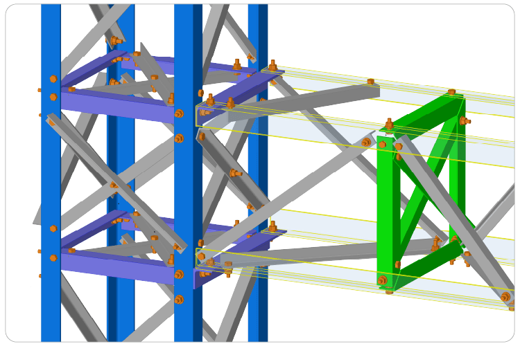 Beam-column connection in substation steelwork in VTS