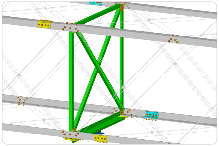 Diaphragm with gusset plate in a substation lattice beam in VTS