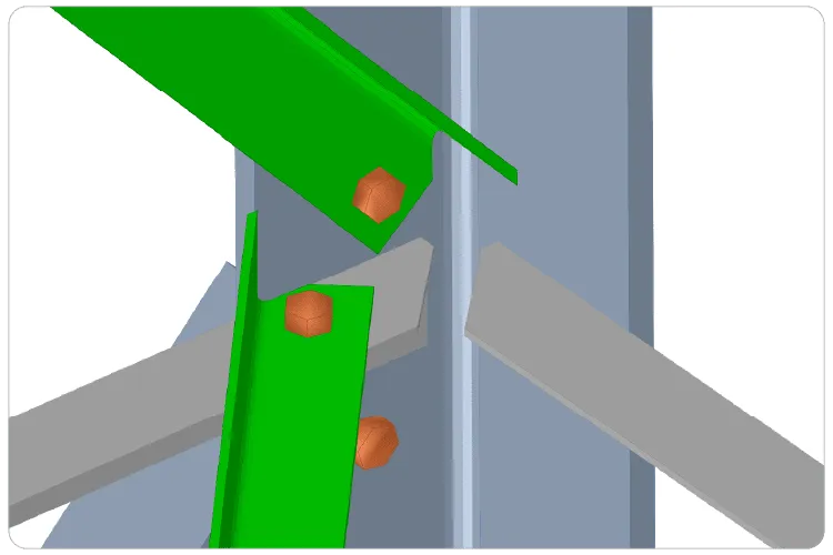 End cut machining operation on a steel angle in VTS