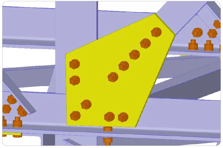 Parametric gusset plate connection in VTS