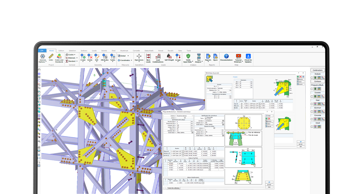 VTS Virtual Tower Structures software 3D model of a steel lattice transmission tower with connections and fabrication details